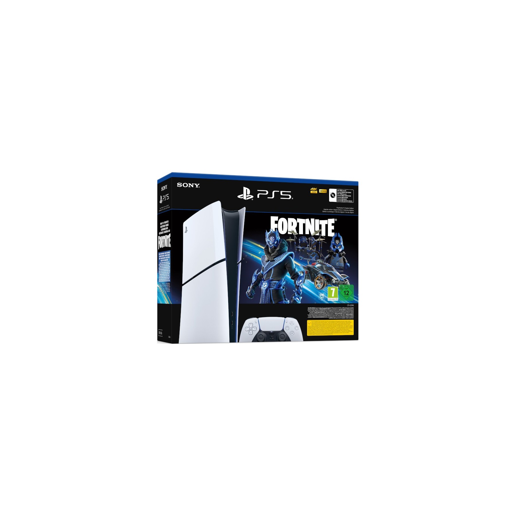 CONSOLA WHITE DIGITAL SLIM EDITION + DUALSENSE (1TB) + FORTNITE COBALT STAR