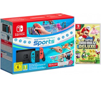 AZUL /ROJO (BLUE/RED) INSIGNIA + SWITCH SPORTS + 12 MESES NSO +  NEW SUPER MARIO BROS. U DELUXE