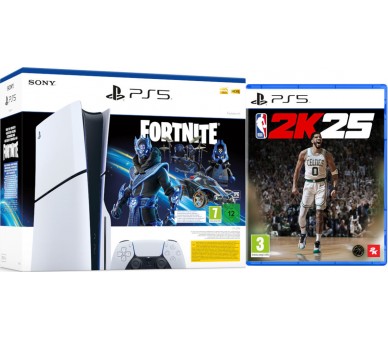 CONSOLA WHITE SLIM EDITION + DUALSENSE (1TB) + FORTNITE COBALT STAR + NBA 2K25