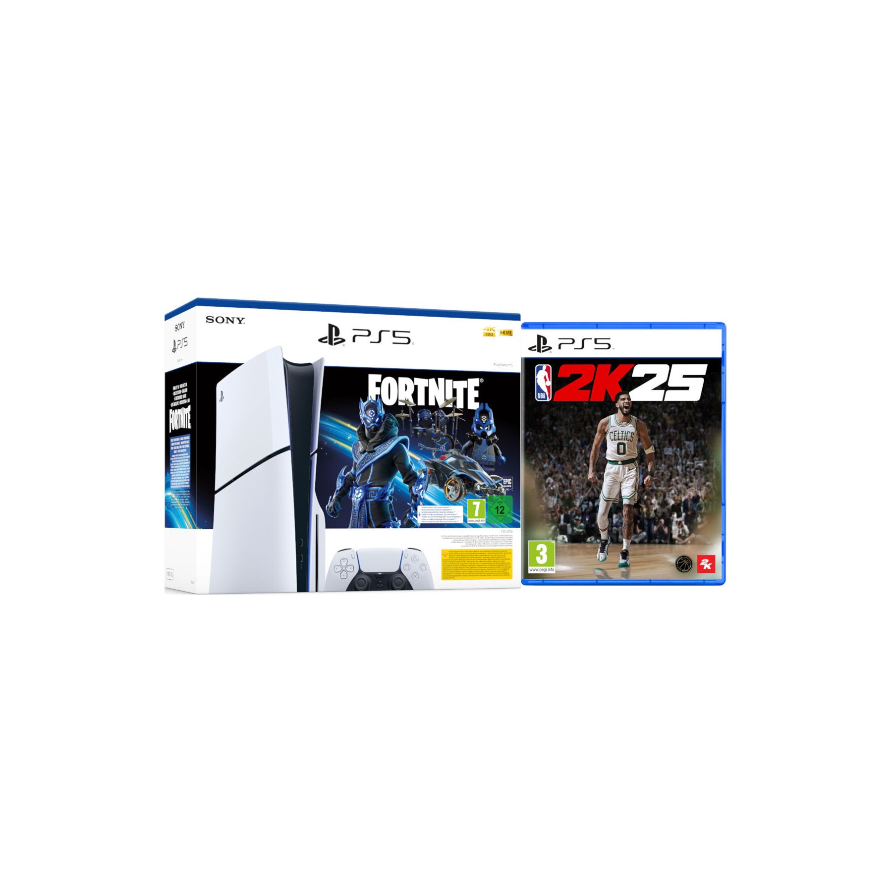 CONSOLA WHITE SLIM EDITION + DUALSENSE (1TB) + FORTNITE COBALT STAR + NBA 2K25