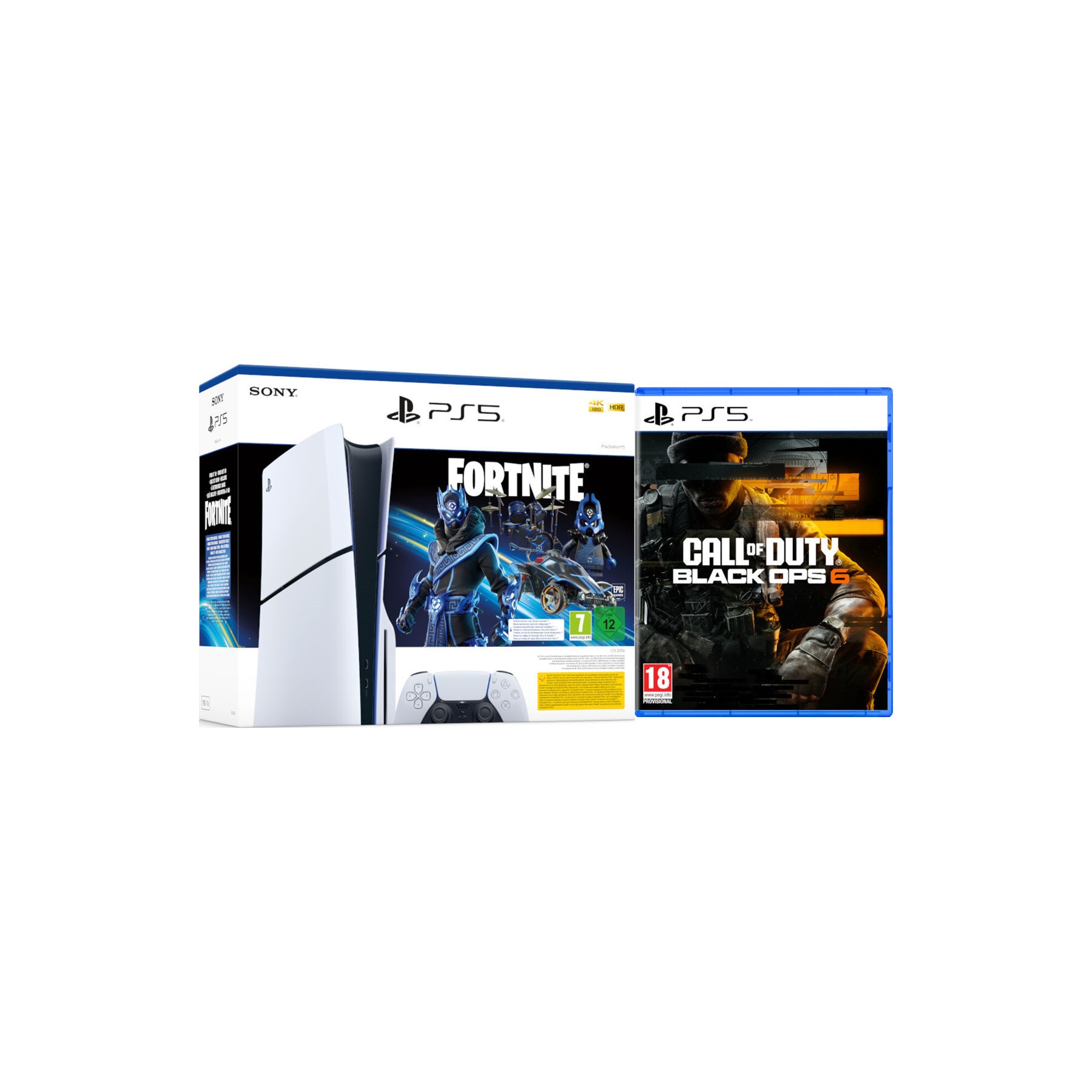 CONSOLA WHITE SLIM EDITION + DUALSENSE (1TB) + FORTNITE COBALT STAR+ CALL OF DUTY BLACK OPS 6