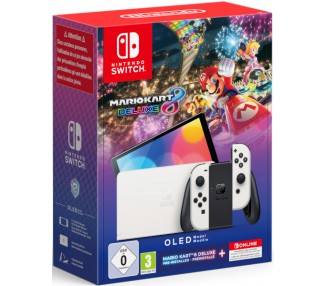 BLANCA (WHITE) VERSION OLED + MARIO KART 8 DELUXE PRE-INSTALADO + 12 MESES NSO