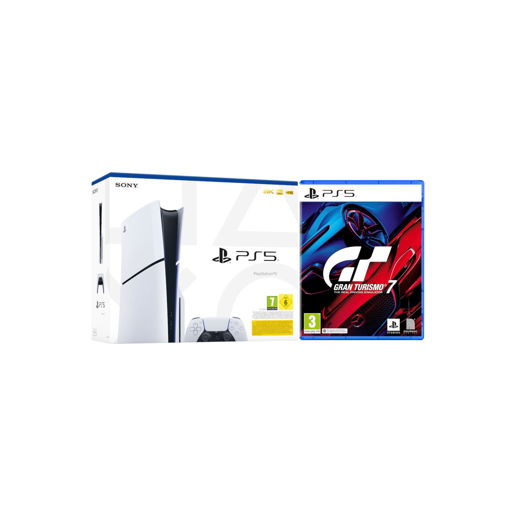 CONSOLA WHITE SLIM EDITION (1TB) + DUALSENSE + GRAN TURISMO 7