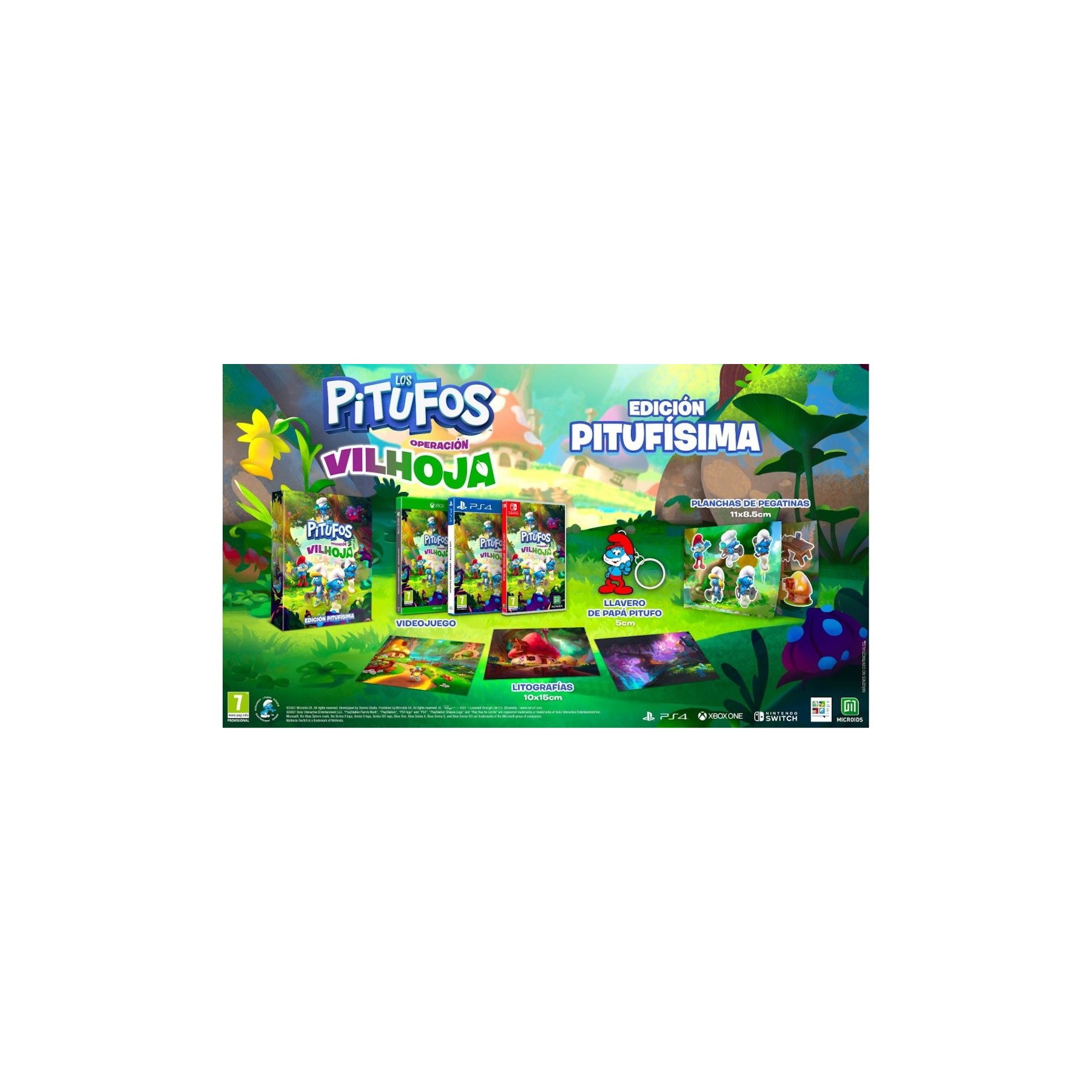 Los Pitufos Operacion Vilhoja Smurftastic Edition (Llavero Papa Pitufo/Pegatinas/ 3 Litografias) Juego para Consola Nintendo Switch [PAL ESPAÑA]