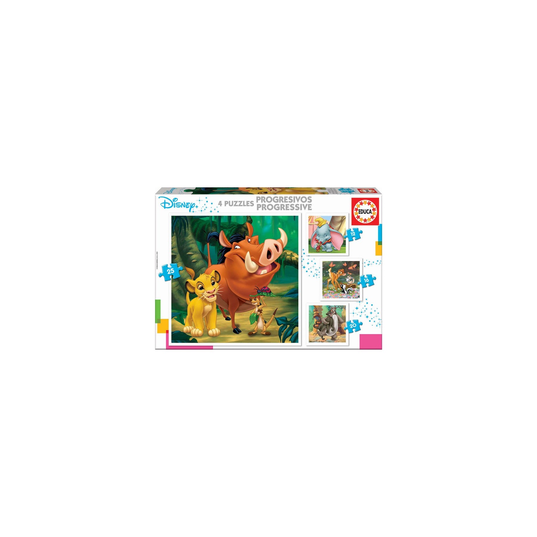 Puzzle Progresivos Disney Animals Dumbo + Bambi + Rey Leon +