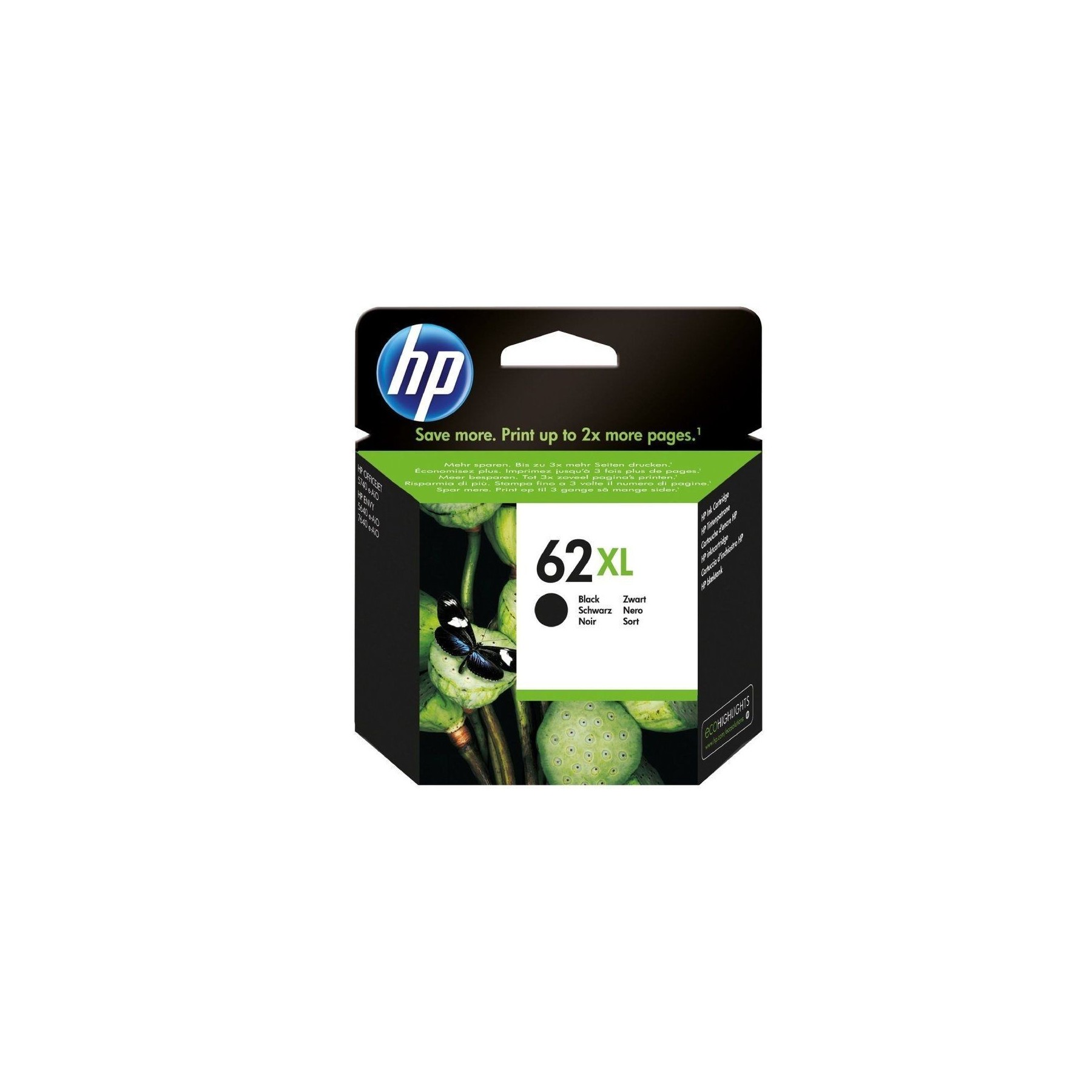 Cartucho De Tinta Original Hp Nº62 Xl Alta Capacidad/ Negro