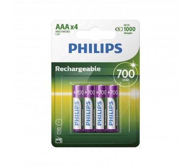 Pack De 4 Pilas Aaa Philips R03B4A70/10/ 1.2V/ Recargables