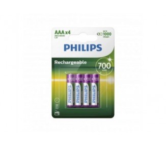 Pack De 4 Pilas Aaa Philips R03B4A70/10/ 1.2V/ Recargables