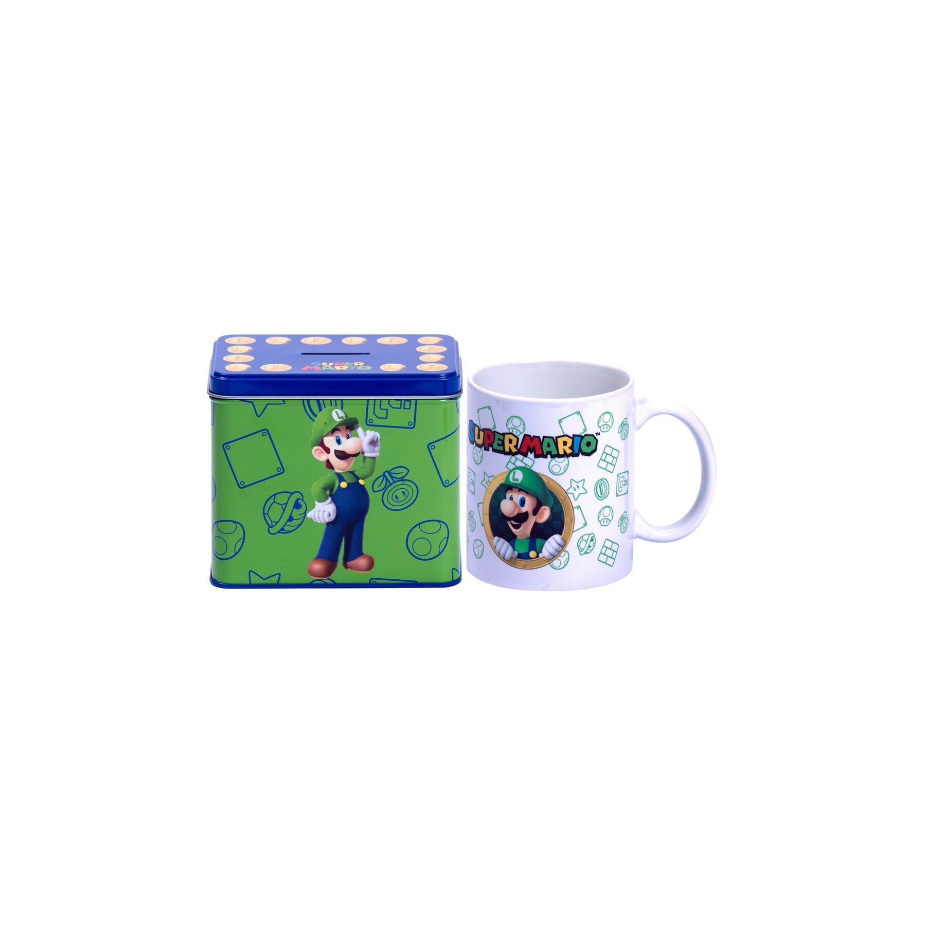 Set Taza + Hucha Luigi Super Mario Bros Nintendo