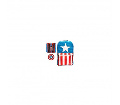 Mochila + Pin Capitan America Marvel Loungefly 45Cm