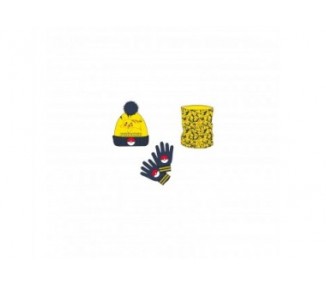 Set Gorro Braga Cuello Y Guantes Pikachu Pokemon