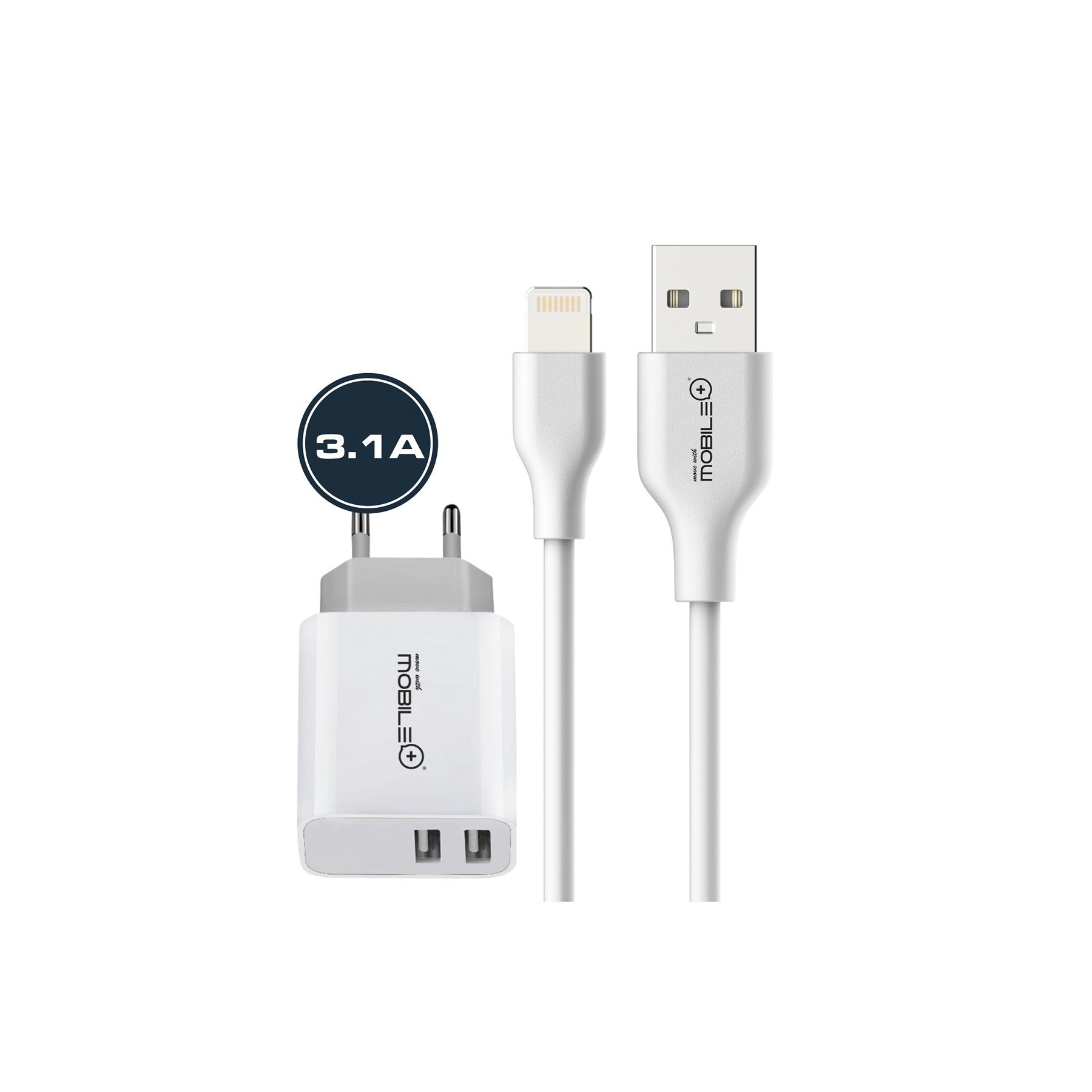 Cargador Doble Mb 1041+Cable Usb A Lightning