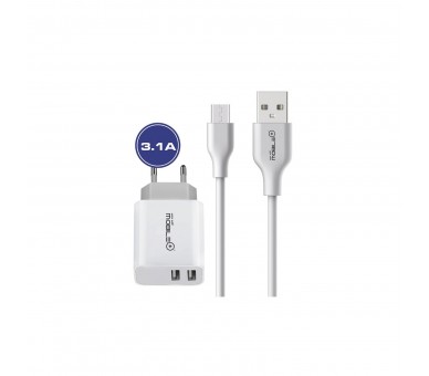 Cargador Doble Mb 1042+Cable Usb A Micro Usb