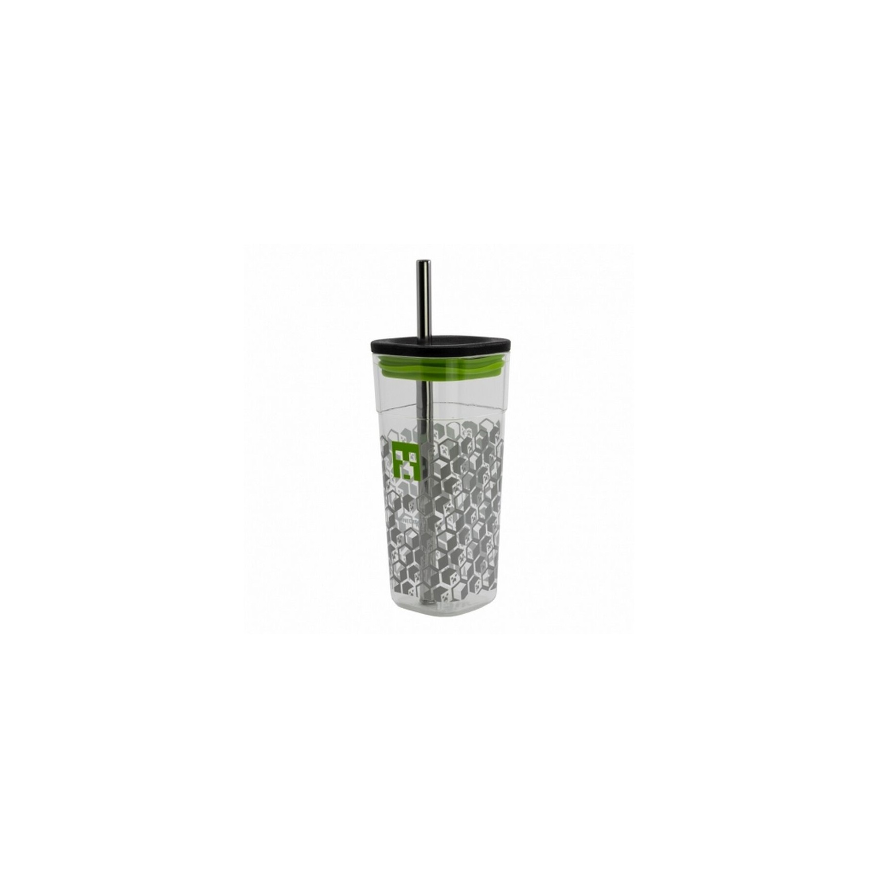 Vaso Acrilico Minecraft Cube Con Pajita 540 Ml Minecraft