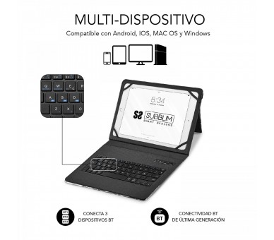 Funda Con Teclado Subblim Keytab Pro Bluetooth Para Tablets