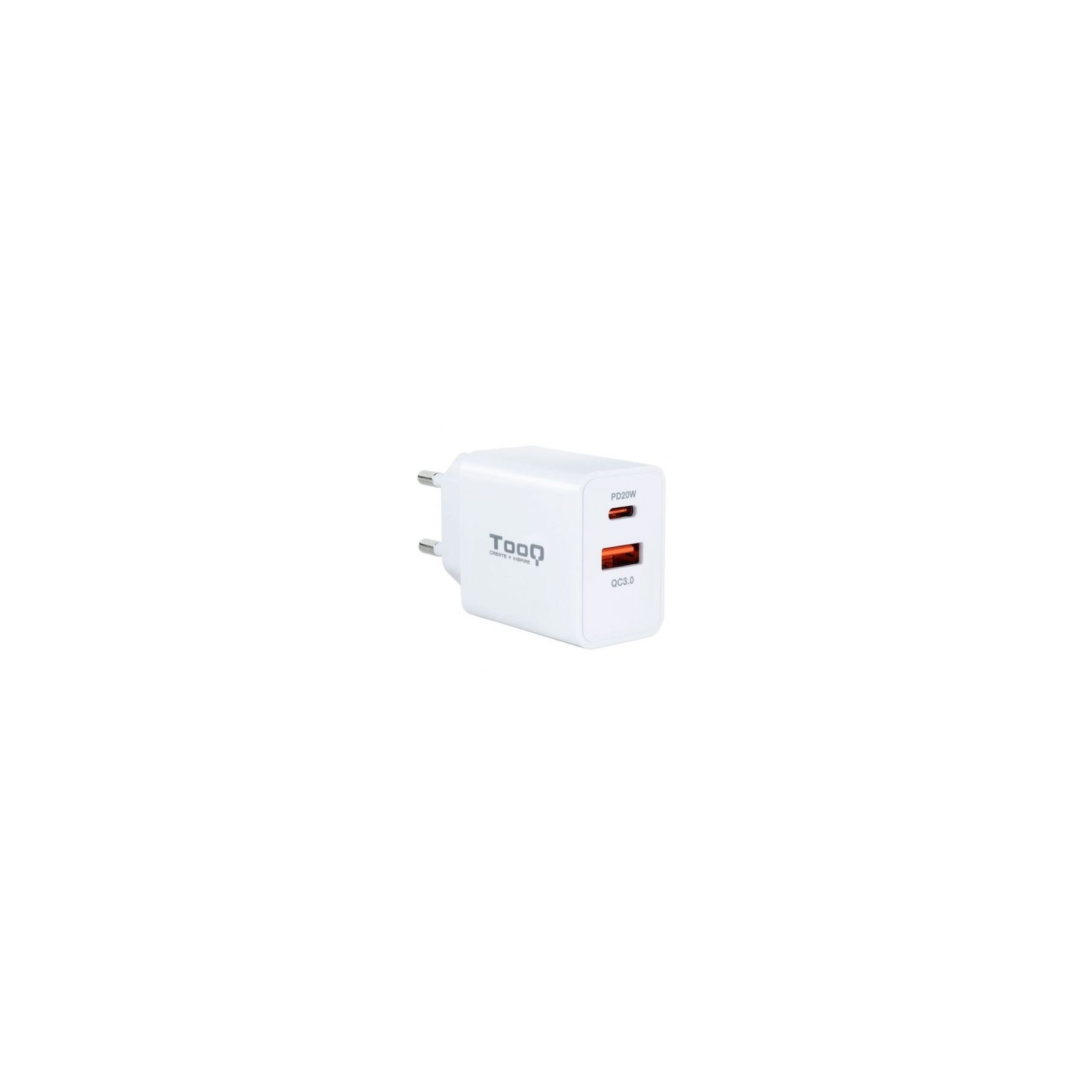 Cargador De Pared Tooq Tqwc-2Sc04Wt/ 1Xusb Tipo-C/ 1Xusb/ 20