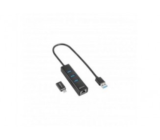 Hub Usb Sharkoon 3 X Usb 3.2 Gen 1 + Rj45 Aluminio Negro + A