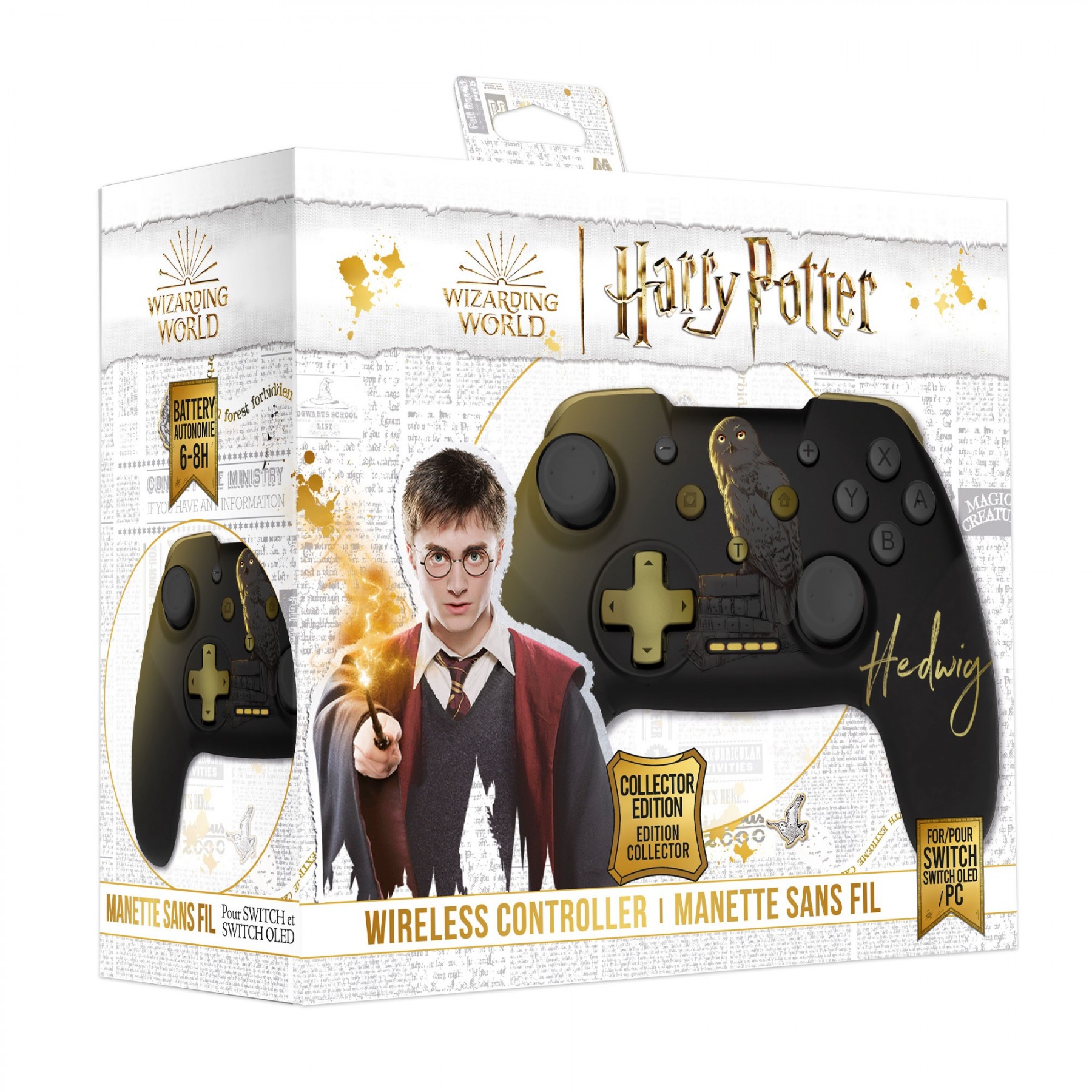 Mando Inalambrico Harry Potter - Hedwig Negro Switch