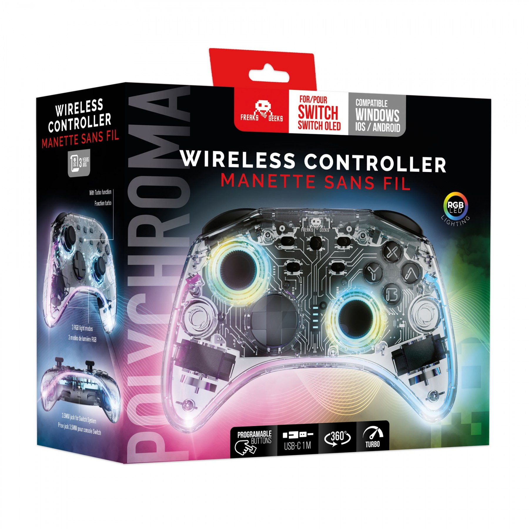 Wireless Controller Transparente con LED Freaks & Geeks Swit