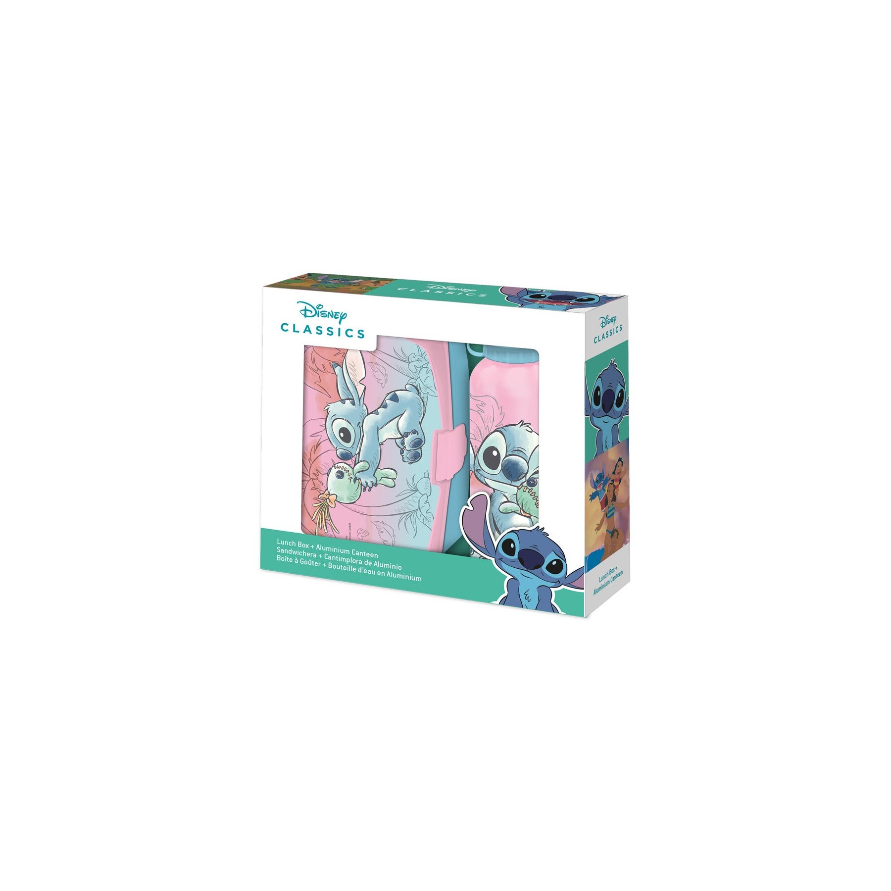 Sandwichera + Cantimplora Aluminio Stitch Disney 500Ml