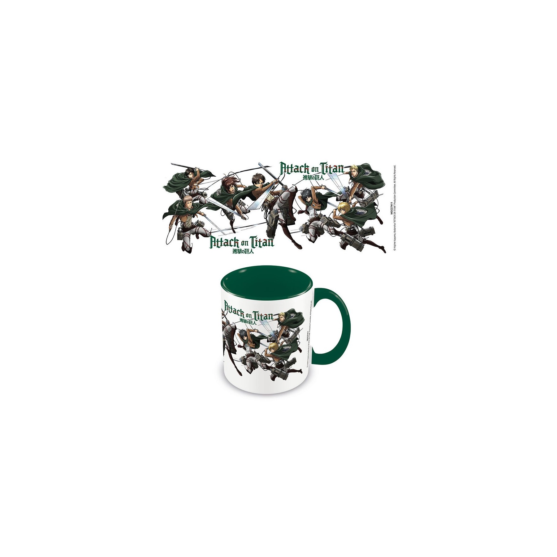 Taza Personajes Attack On Titan Interior Verde 315 Ml