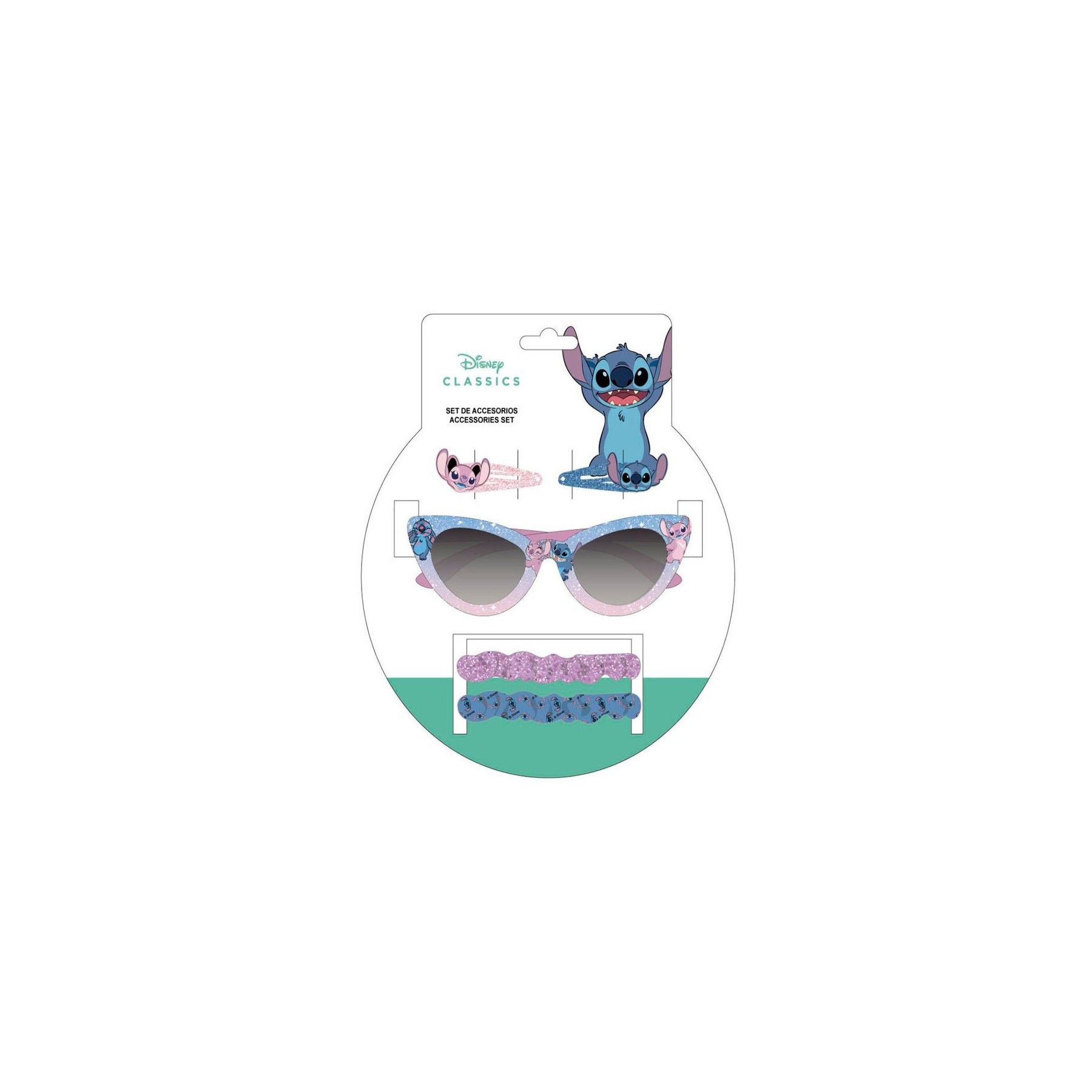 Set Belleza + Gafas Sol Stitch Disney 6 Unidades