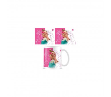 Taza Barbie Girl Rosa Y Blanco 315Ml