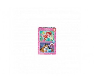 Puzzle Ariel + Jasmine Princesas Disney 2X48Pzs