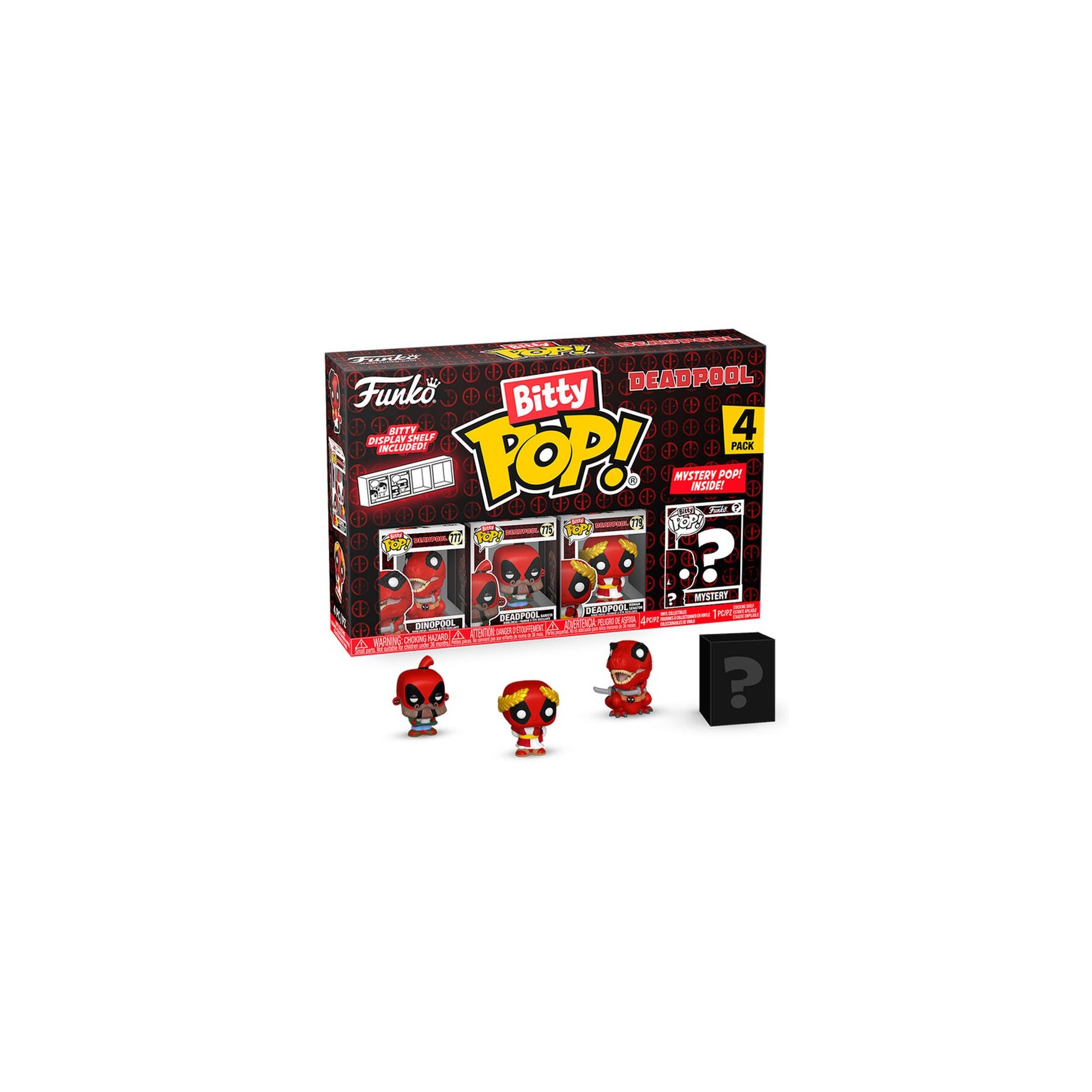 Blister 4 Figuras Bitty Pop Marvel Deadpool Dinopool