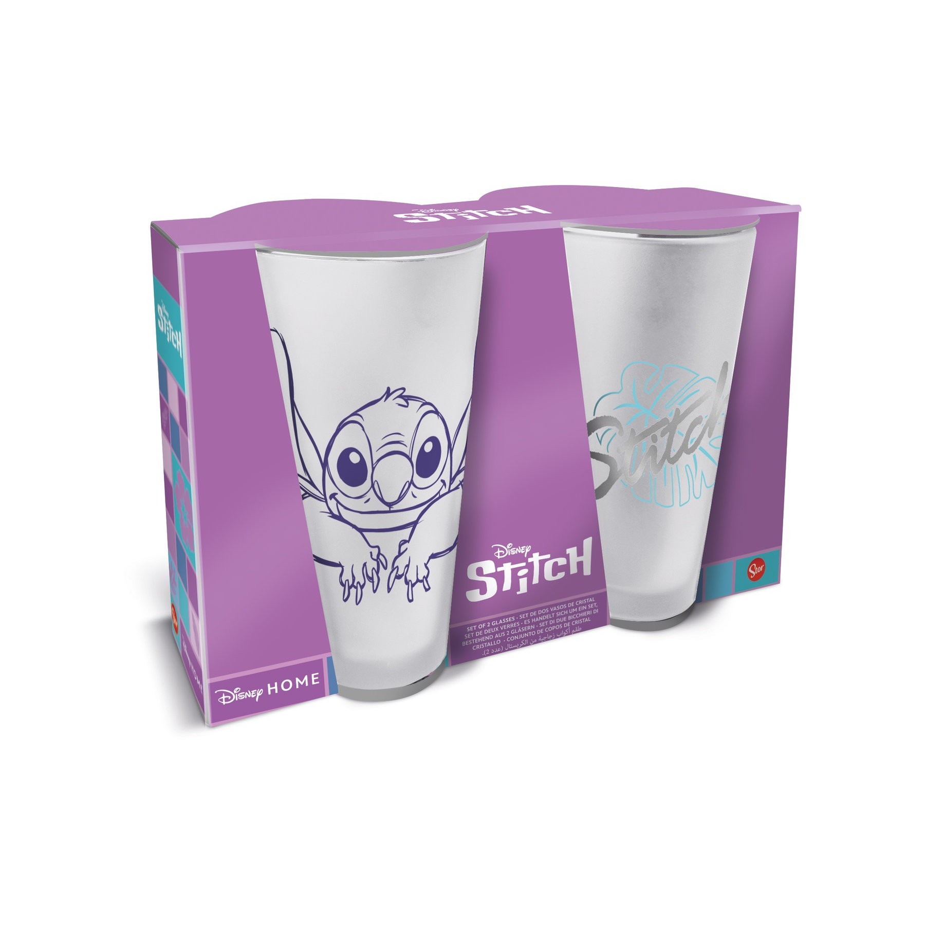 Set 2 Vasos Casual Stich Cristal 490Ml