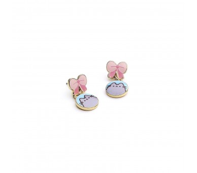 Pendientes Lazo Y Gato Rosa Pusheen