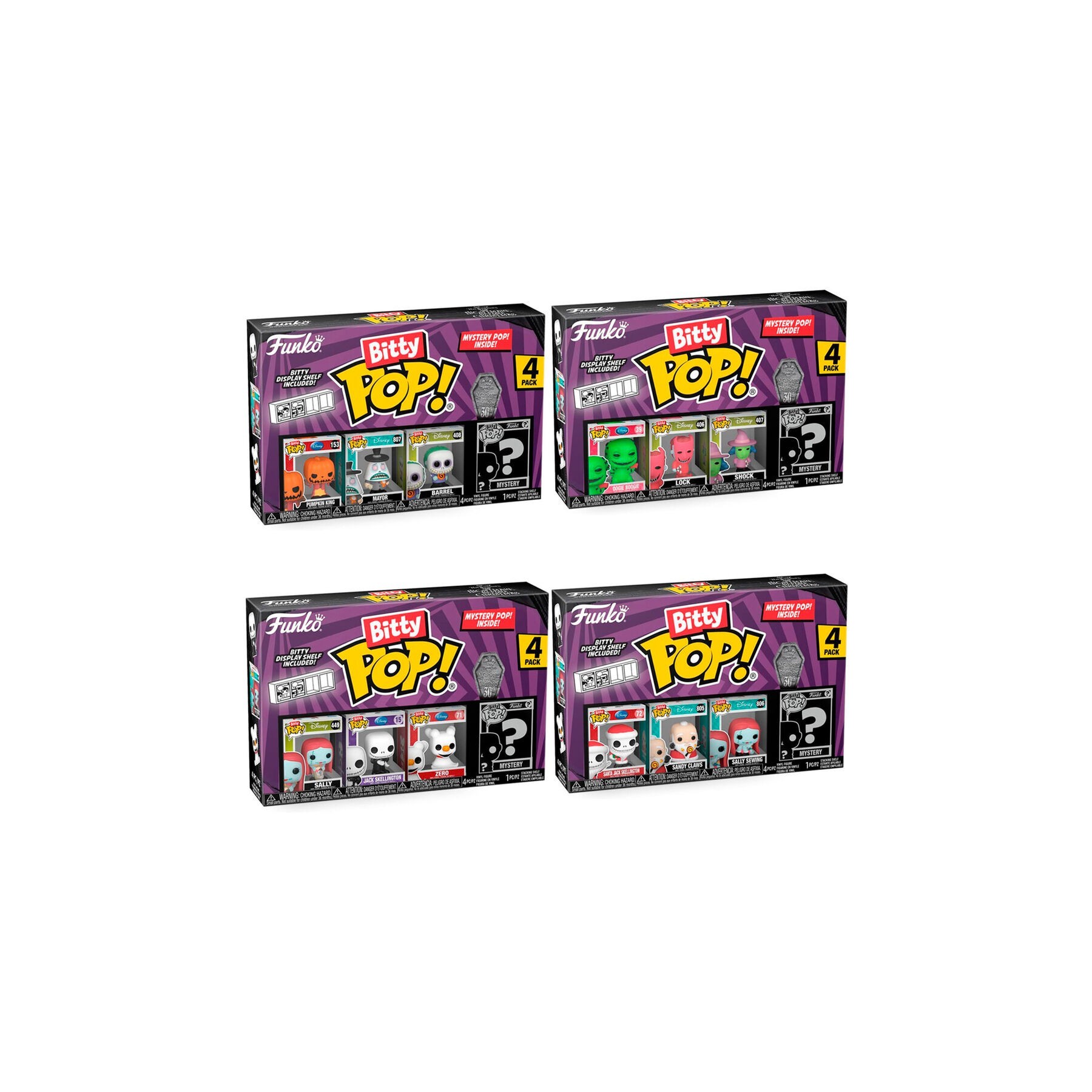 Blister 4 Figuras Bitty Pop Disney Pesadilla Antes De Navida