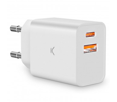 Ksix Bxcdc20D Blanco / Cargador De Red Eléctrica Usb-C + Usb