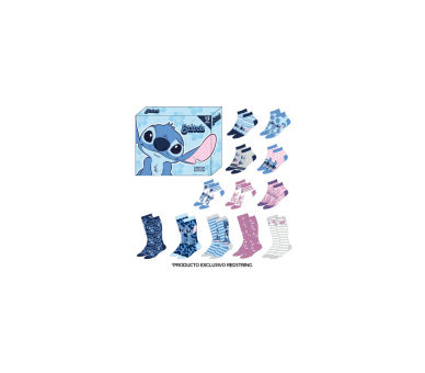 Caja Regalo 12 Pares Calcetines Stitch Talla 35/41