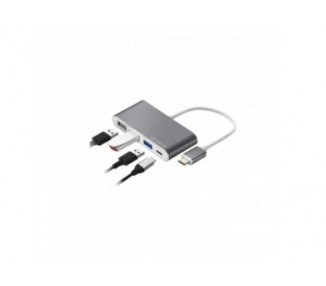 Hub Logan Usb Tipo C Silver Ht 4 En 1 -  2 Usb 2.0 -  Usb 3.