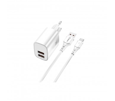 Kit Cargador Qcharx Apolo 24A + Cable Usb A Tipo C Blanco