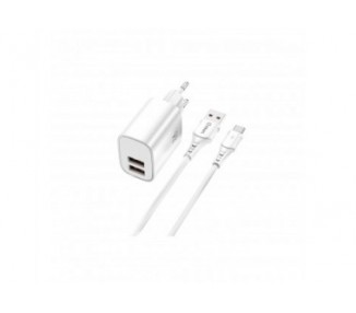 Kit Cargador Qcharx Apolo 24A + Cable Usb A Tipo C Blanco