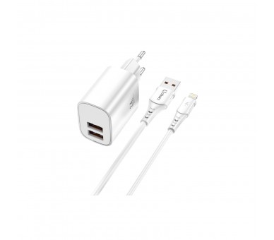 Kit Cargador Qcharx Apolo 24A  + Cable Usb A Lighting Blanco