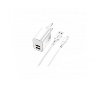 Kit Cargador Qcharx Apolo 24A  + Cable Usb A Lighting Blanco