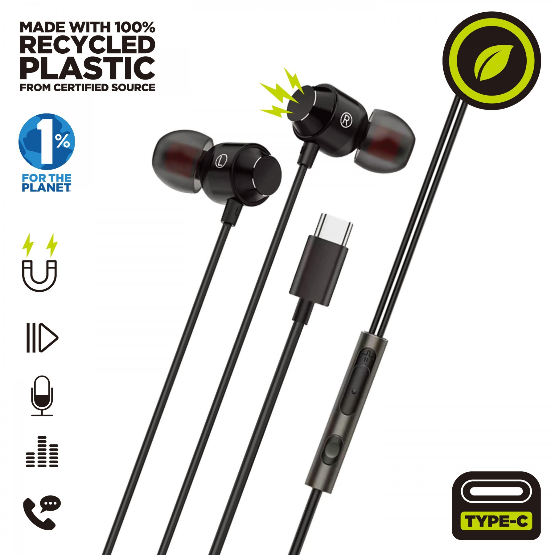 Muvit For Charge Auriculares Estéreo M32 Tipo C Magnéticos N