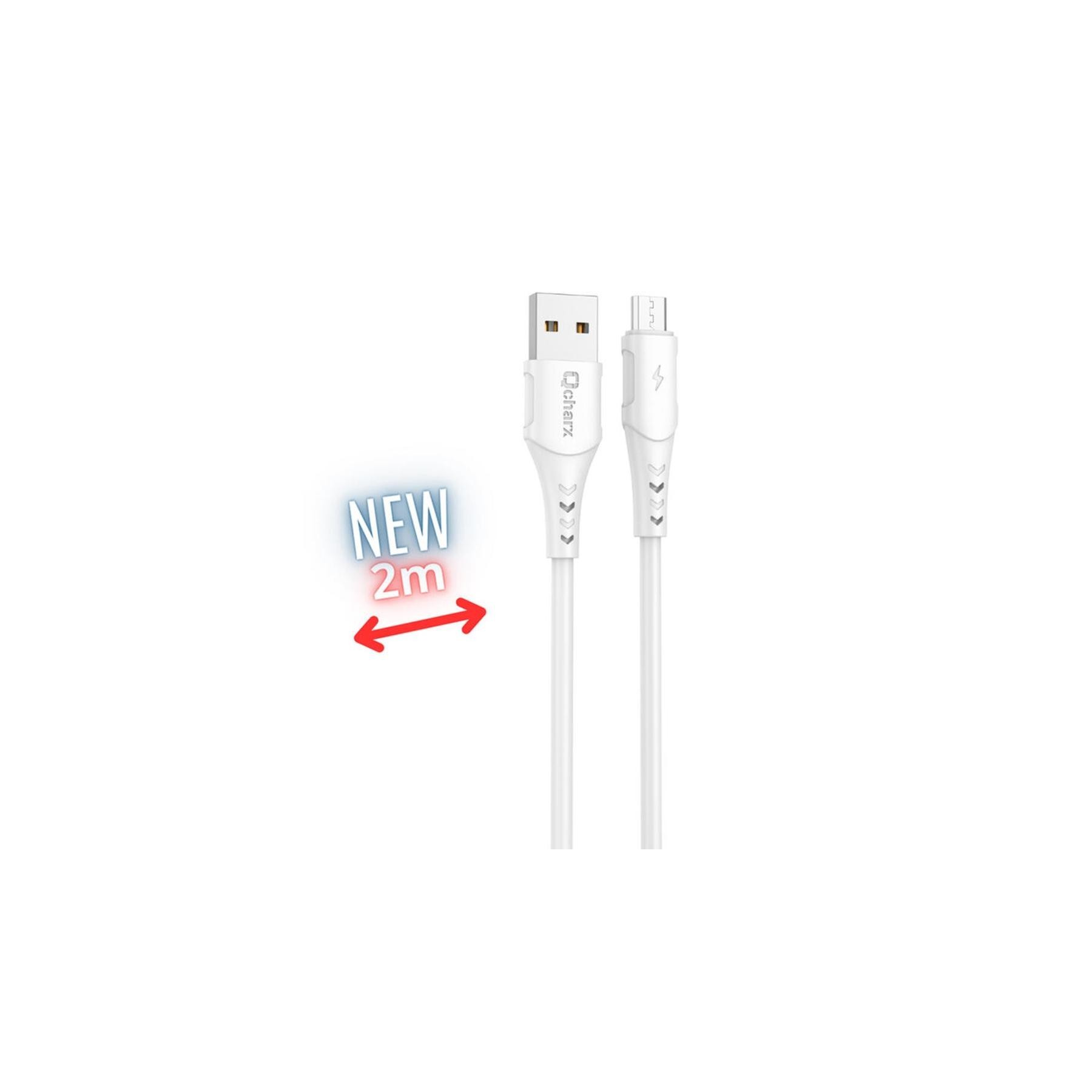 Cable Qchar Athens Micro Usb A Usb Tipo A - 2M - Pvc Blanco