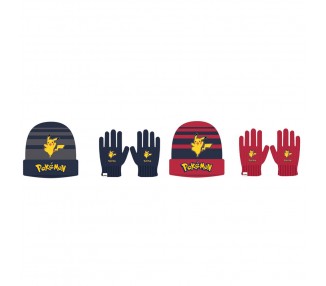 Set gorro y guantes Pikachu Pokemon infantil surtido