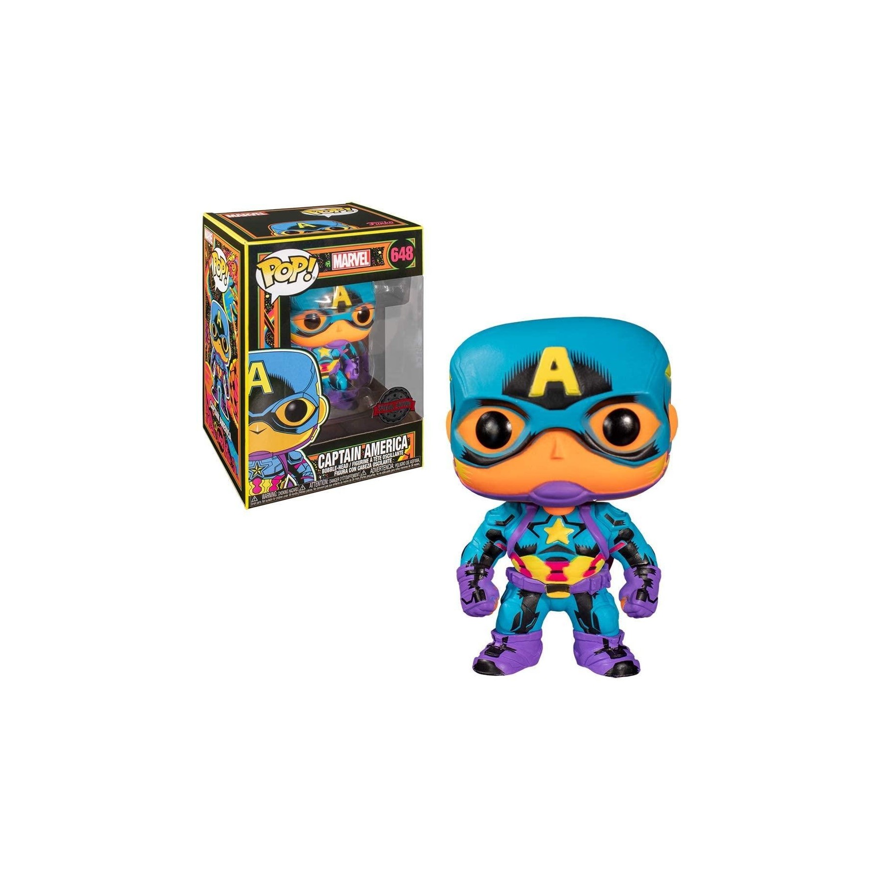 Figura Pop Marvel Captain America Black Light Exclusive