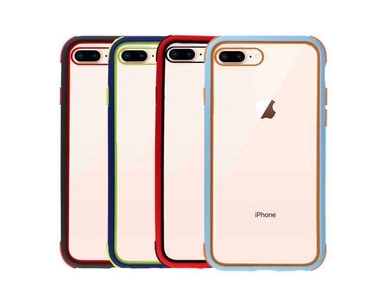 Funda iPhone 6 Plus / 7 Plus / 8 Plus transparente con borde de Silicona 4  Colores