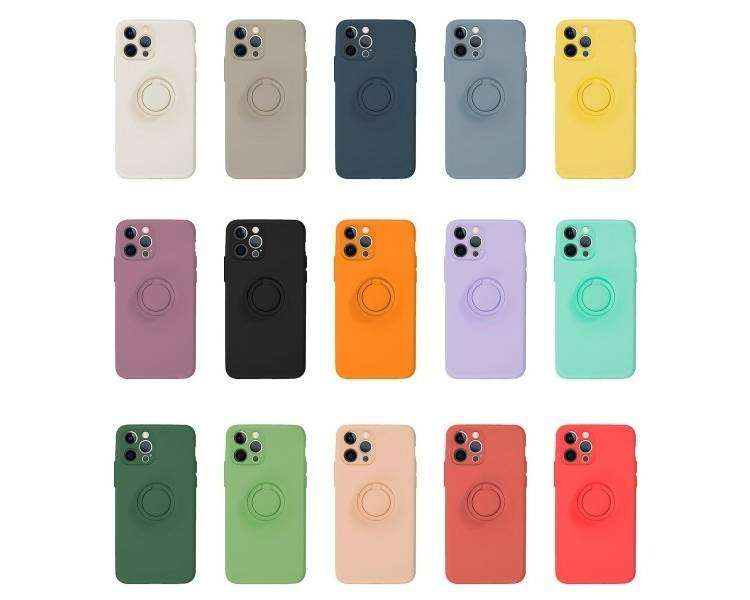 Funda Silicona Con Soporte Plegable Cromado para iPhone 12 Pro - Colores