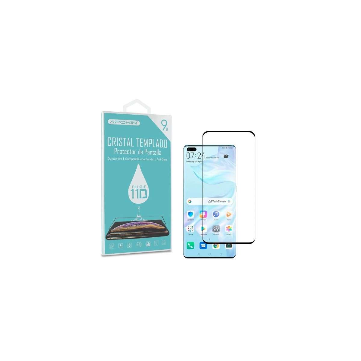 Cristal templado Full Glue 11D Premium iPhone 15 Pro Max Protector de  Pantalla Curvo Negro